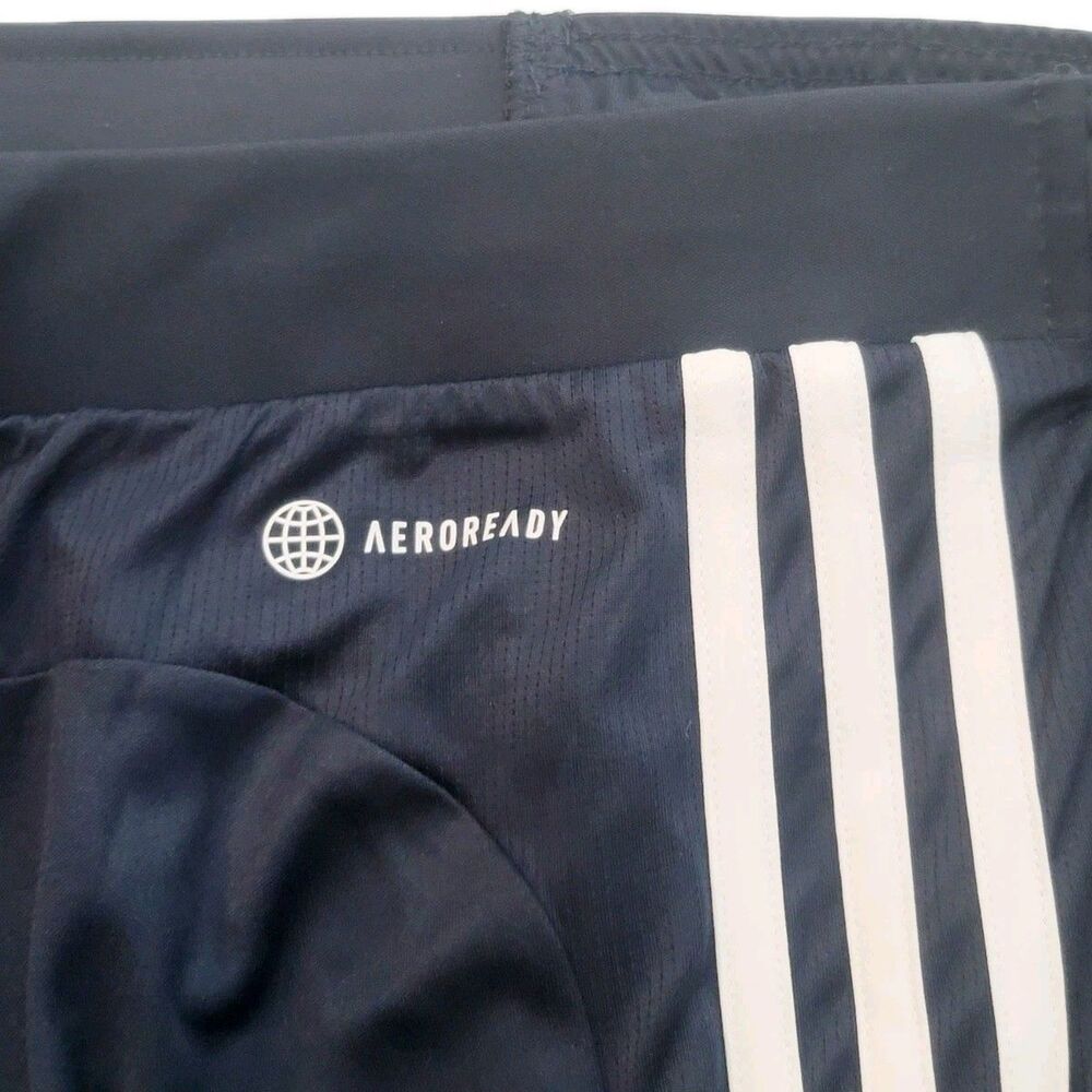 Adidas 3 Stripe Men’s M Active Drawstring Shorts + Zipper Pockets Aeroready Navy - Picture 6 of 9